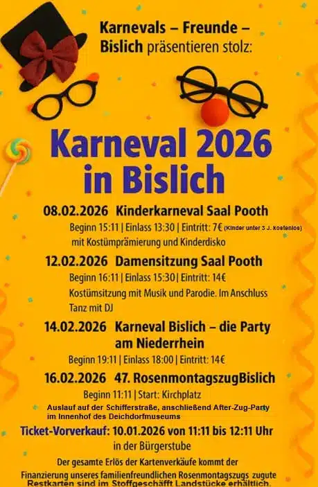 Karneval Bislich 2026 Plakat